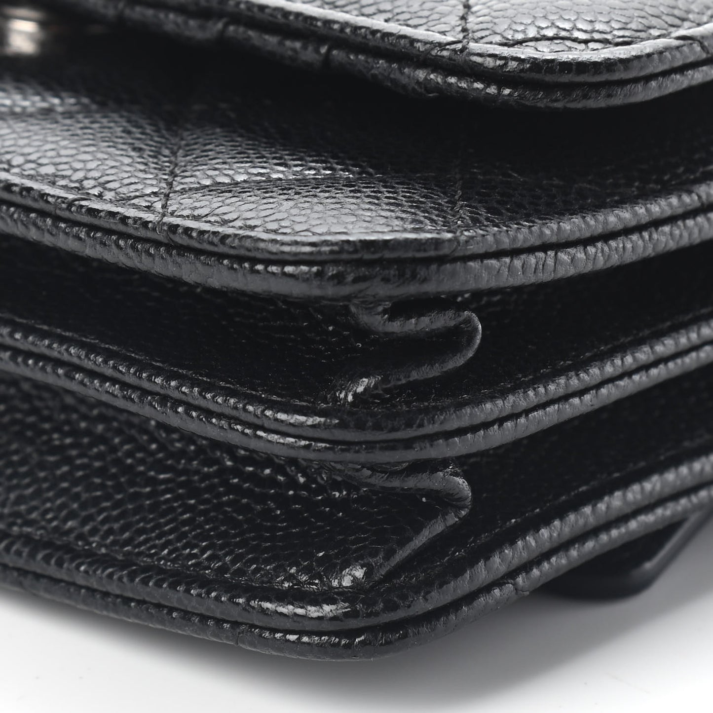 Caviar Quilted Mini Wallet On Chain WOC Black