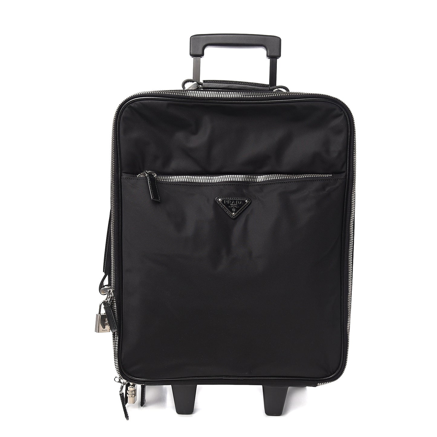 Tessuto Nylon Saffiano Trolley Luggage Black