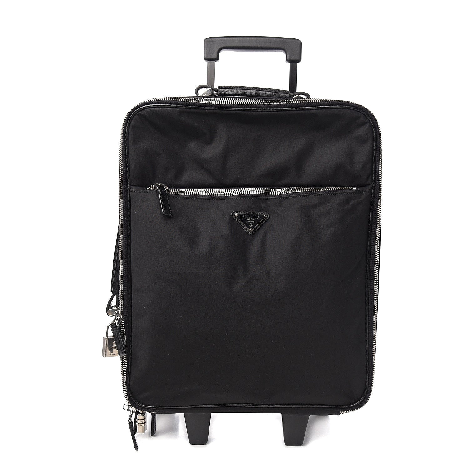 Prada Tessuto Nylon Saffiano Trolley Luggage Black 1 of 11