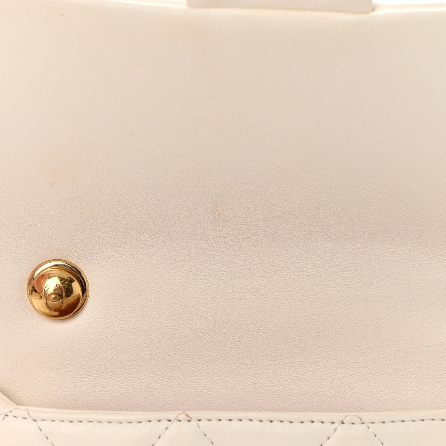 Lambskin Quilted Logo Mini Flap With Handle White