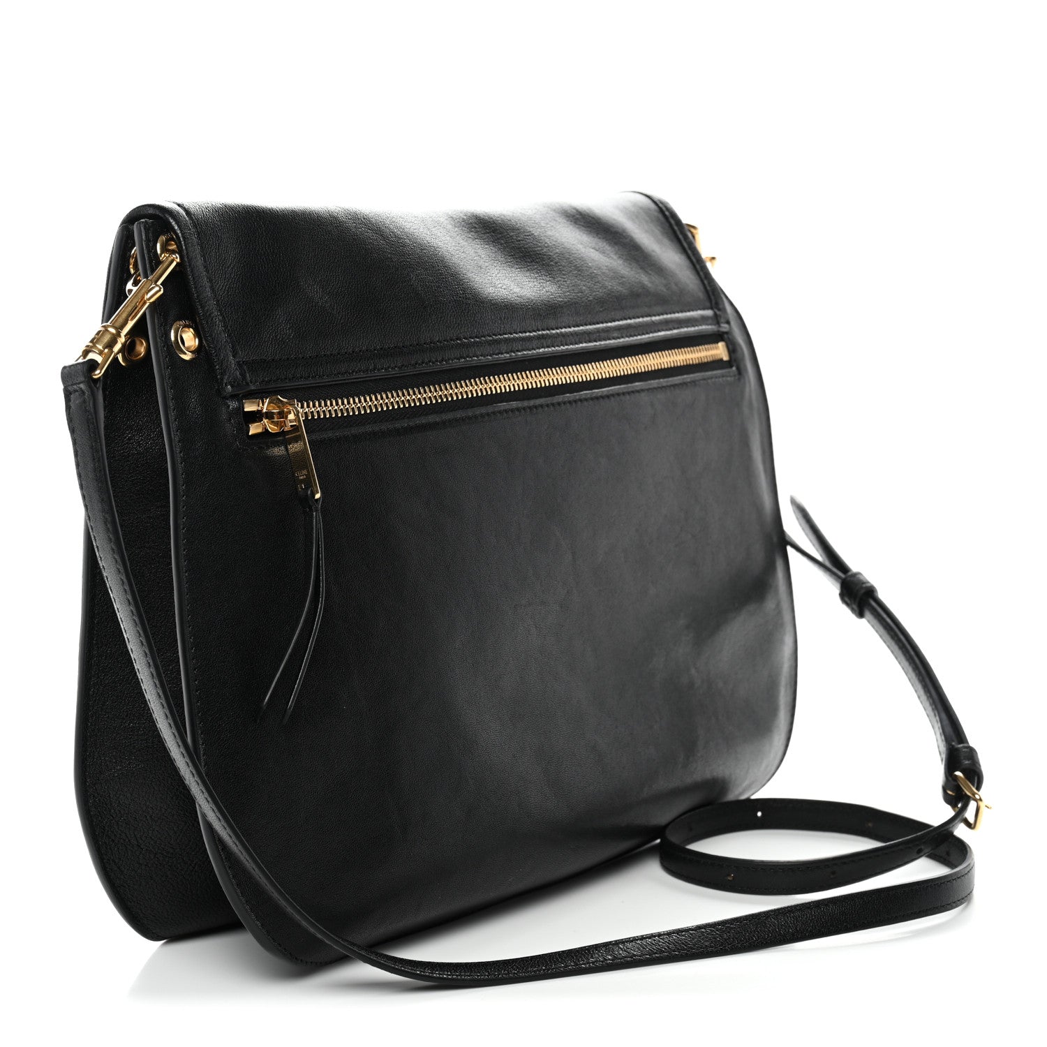 Celine Shiny Lambskin Soft Triomphe Besace Bag Black 3 of 9