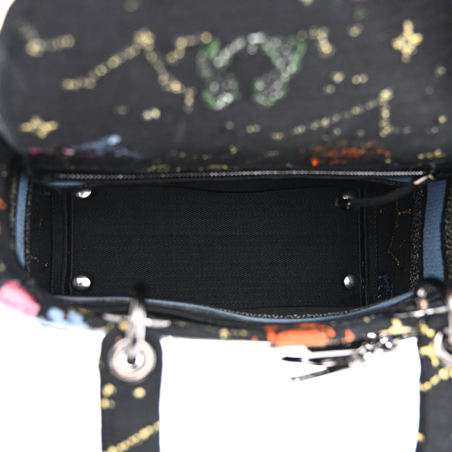 Christian Dior Canvas Pixel Zodiac Embroidered Medium Lady D-Lite Nero Multicolor 5 of 14