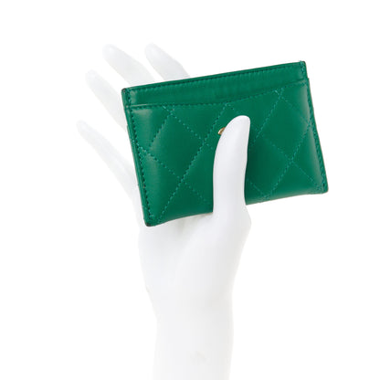 Chanel Lambskin Quilted Card Holder Green 2 of 9
