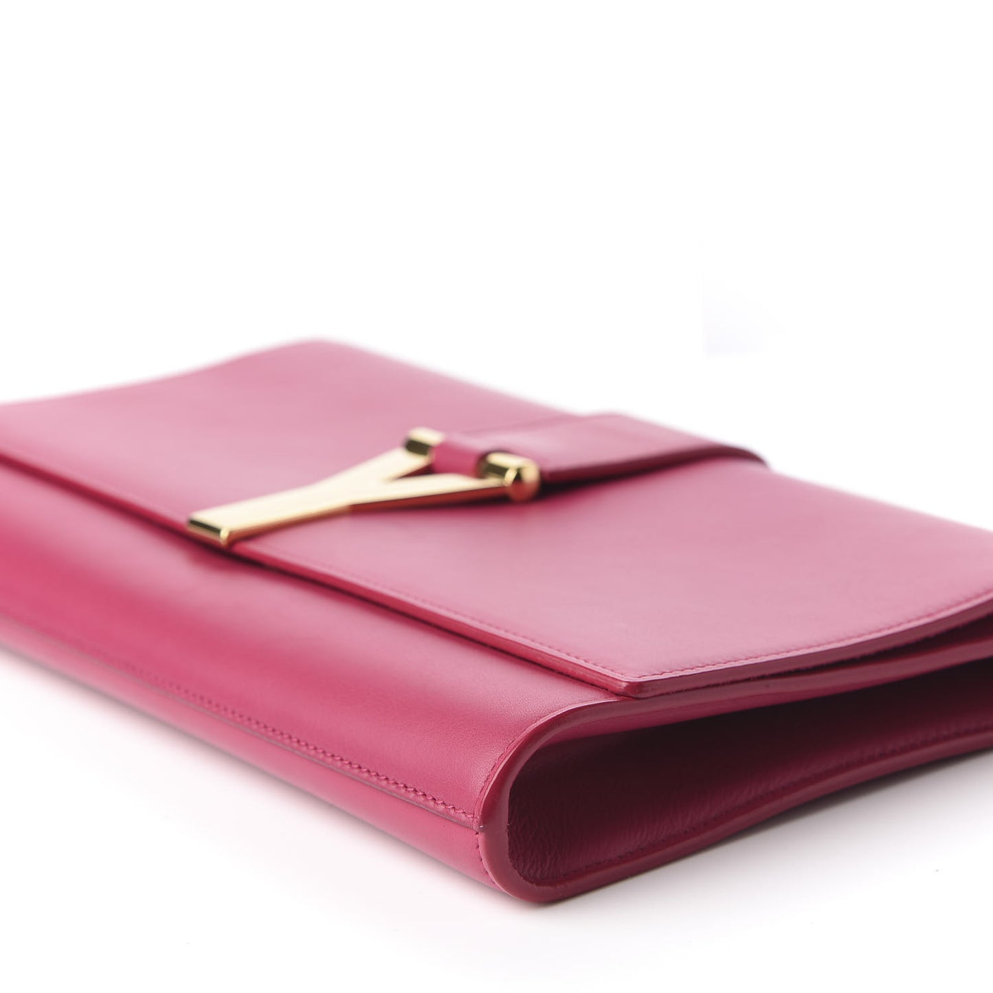 Calfskin Classic Y Ligne Clutch Fuchsia