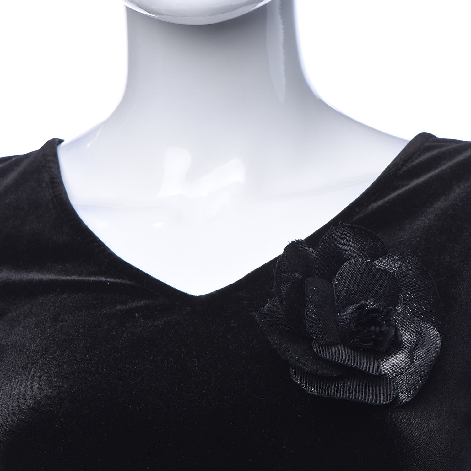 Chanel Metallic Fabric Camellia Brooch Black 2 of 5