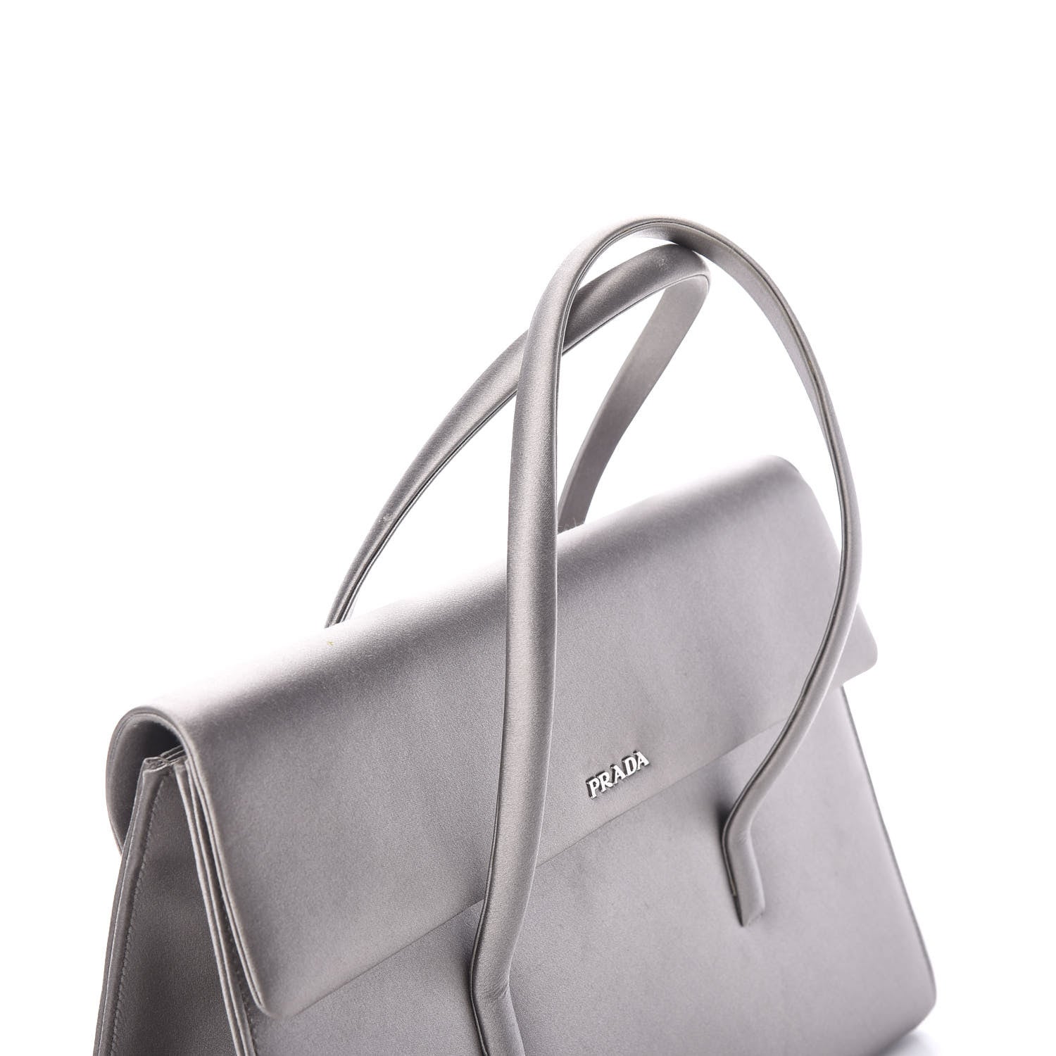 Prada Satin Flap Tote Grafite 6 of 12