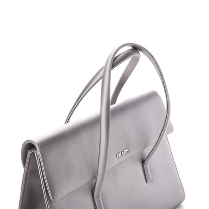 Prada Satin Flap Tote Grafite 6 of 12
