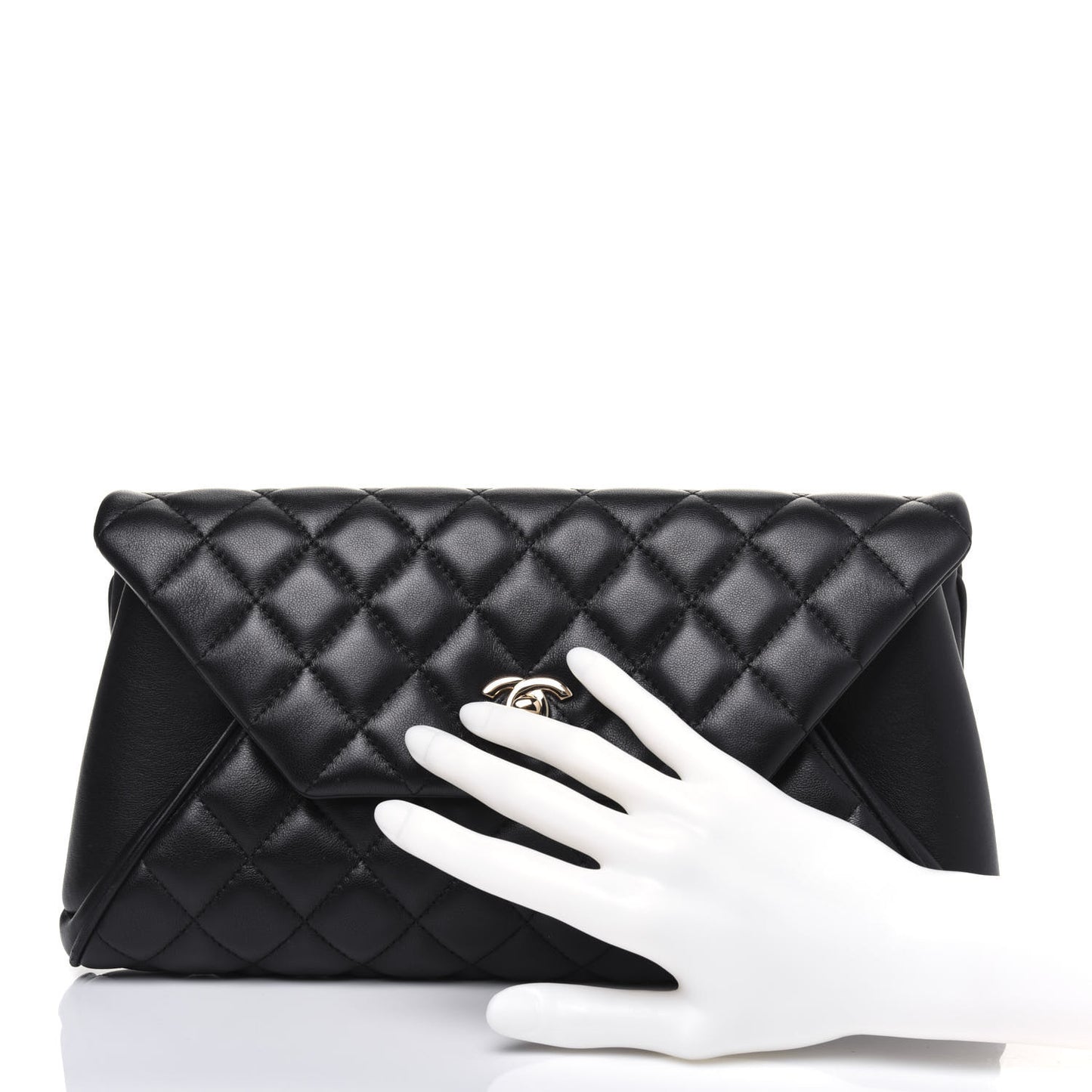 Lambskin Quilted Fold Up Again Clutch Black