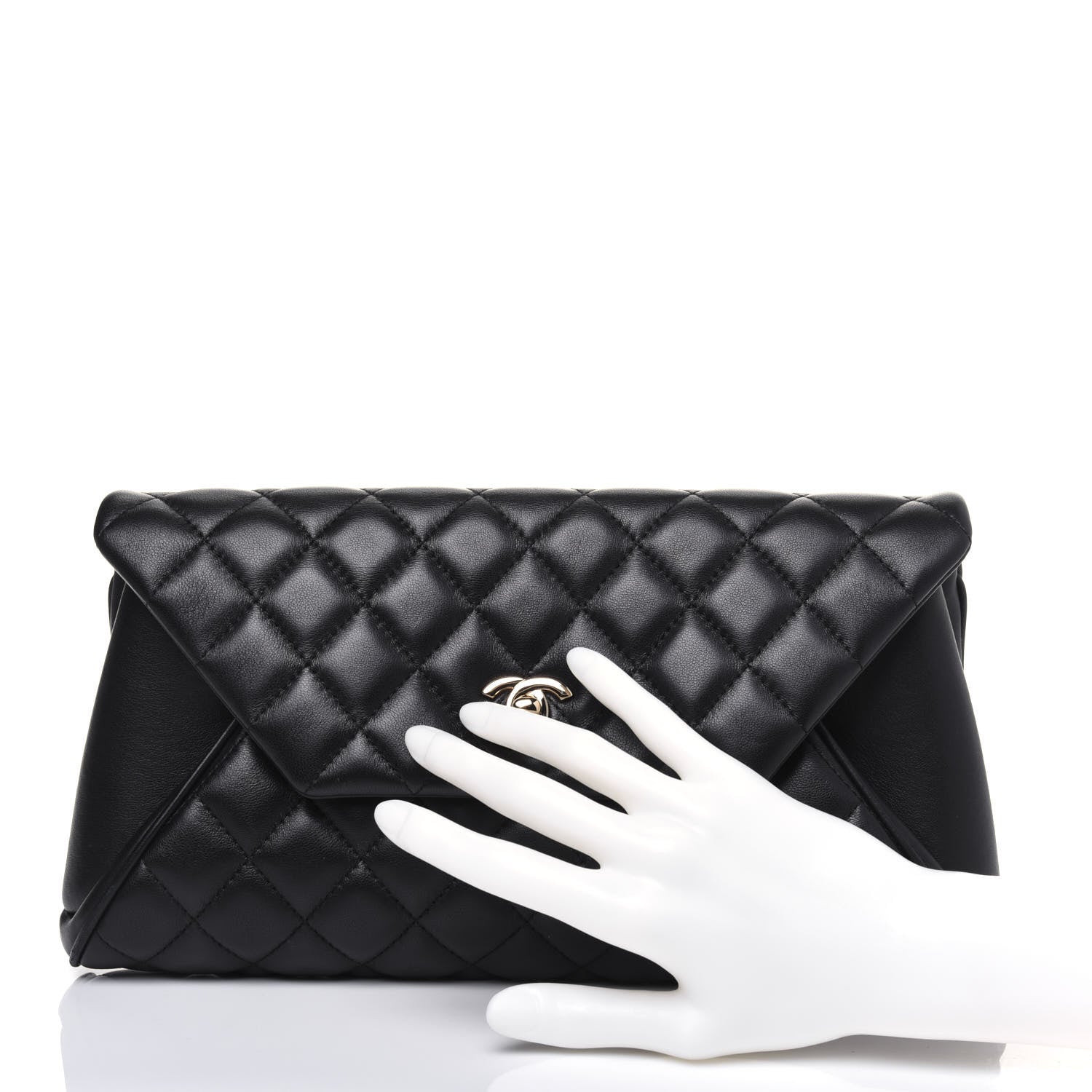 Chanel Lambskin Quilted Fold Up Again Clutch Black 2 of 17