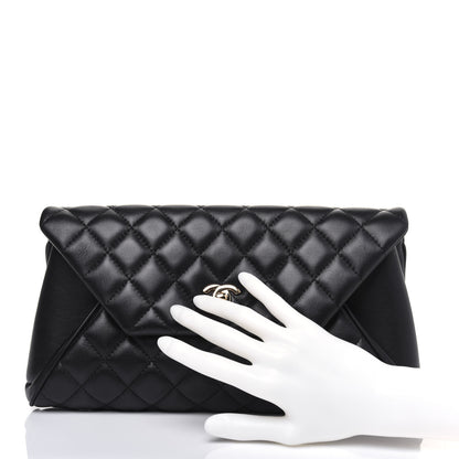 Chanel Lambskin Quilted Fold Up Again Clutch Black 2 of 17