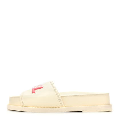 Chanel Lambskin Cha-Nel Mule Sandals 38.5 Ivory Multicolor 1 of 11