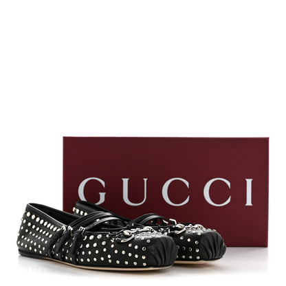 Gucci Nappa Carmaque Studded Horsebit Ballet Flats 39.5 Black 11 of 11