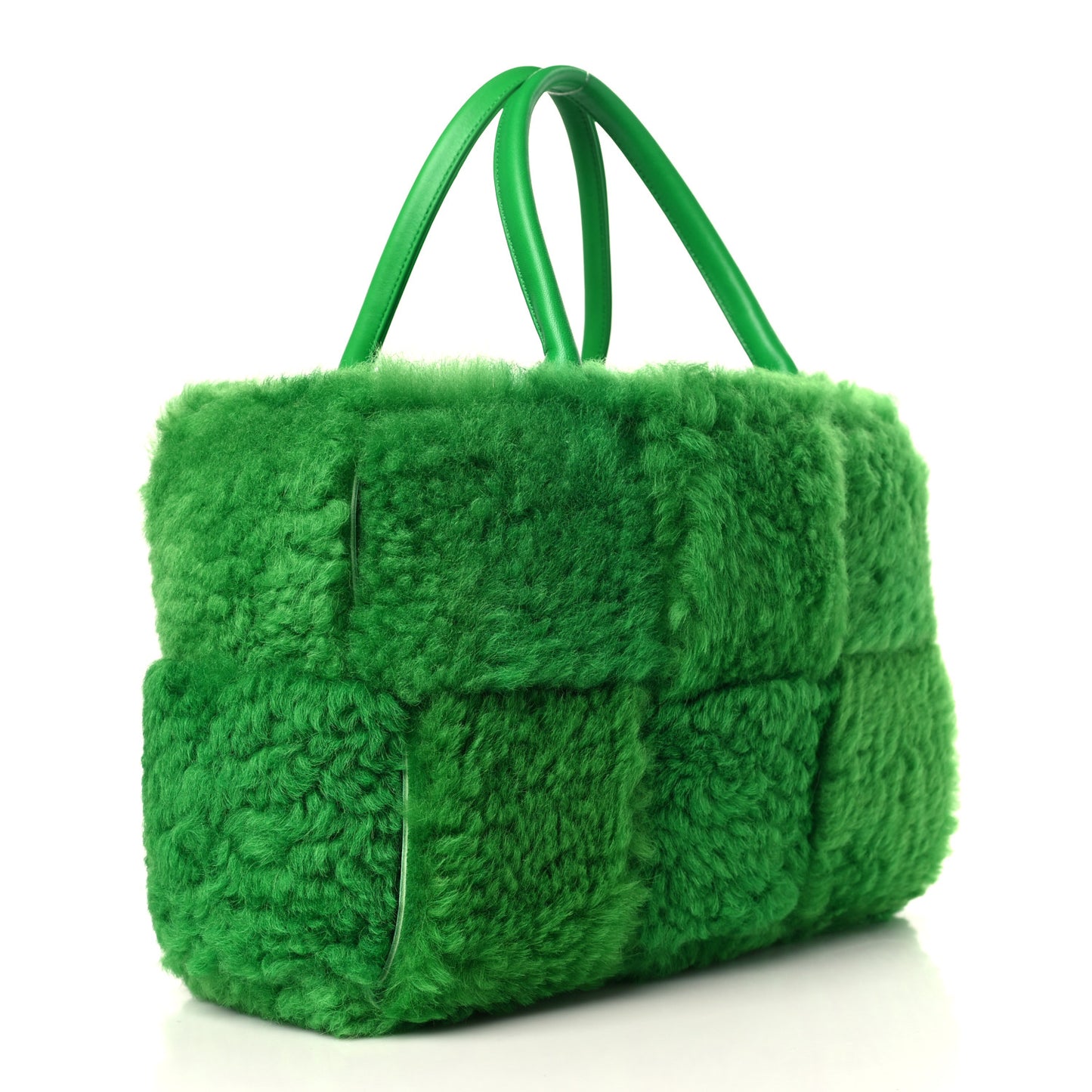 Shearling Small Intrecciato Arco Tote Parakeet