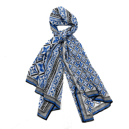 Louis Vuitton Cotton Monogram Tile Scarf Bleu 1 of 4