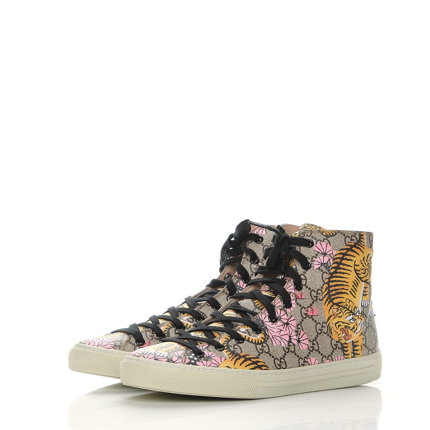 GG Supreme Monogram Bengal Pearl Womens High Top Sneakers 41.5 Beige Pink