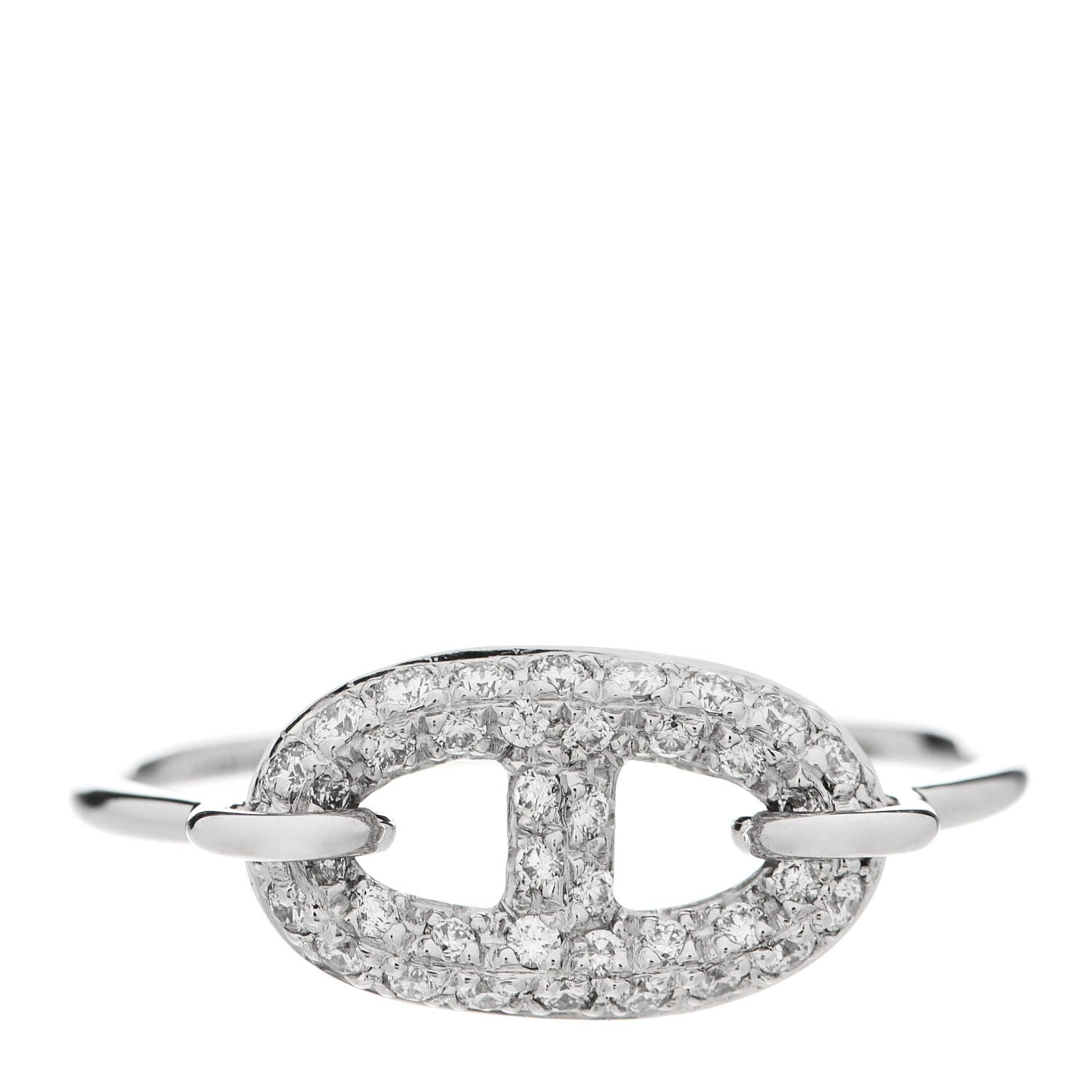 Hermes 18K White Gold Diamond Farandole Ring 56 7.5 1 of 7