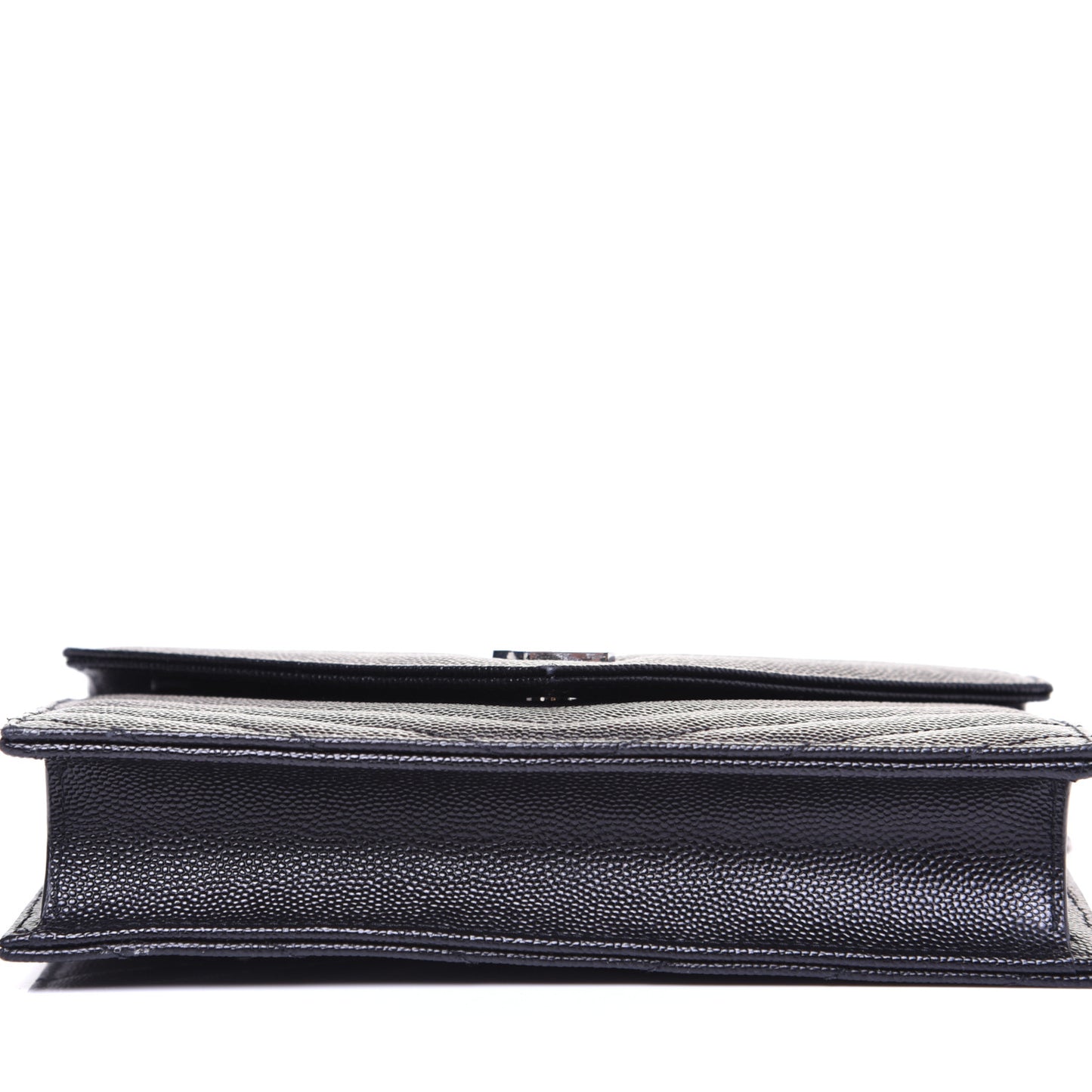 Grain De Poudre Matelasse Chevron Monogram Envelope Chain Wallet Black