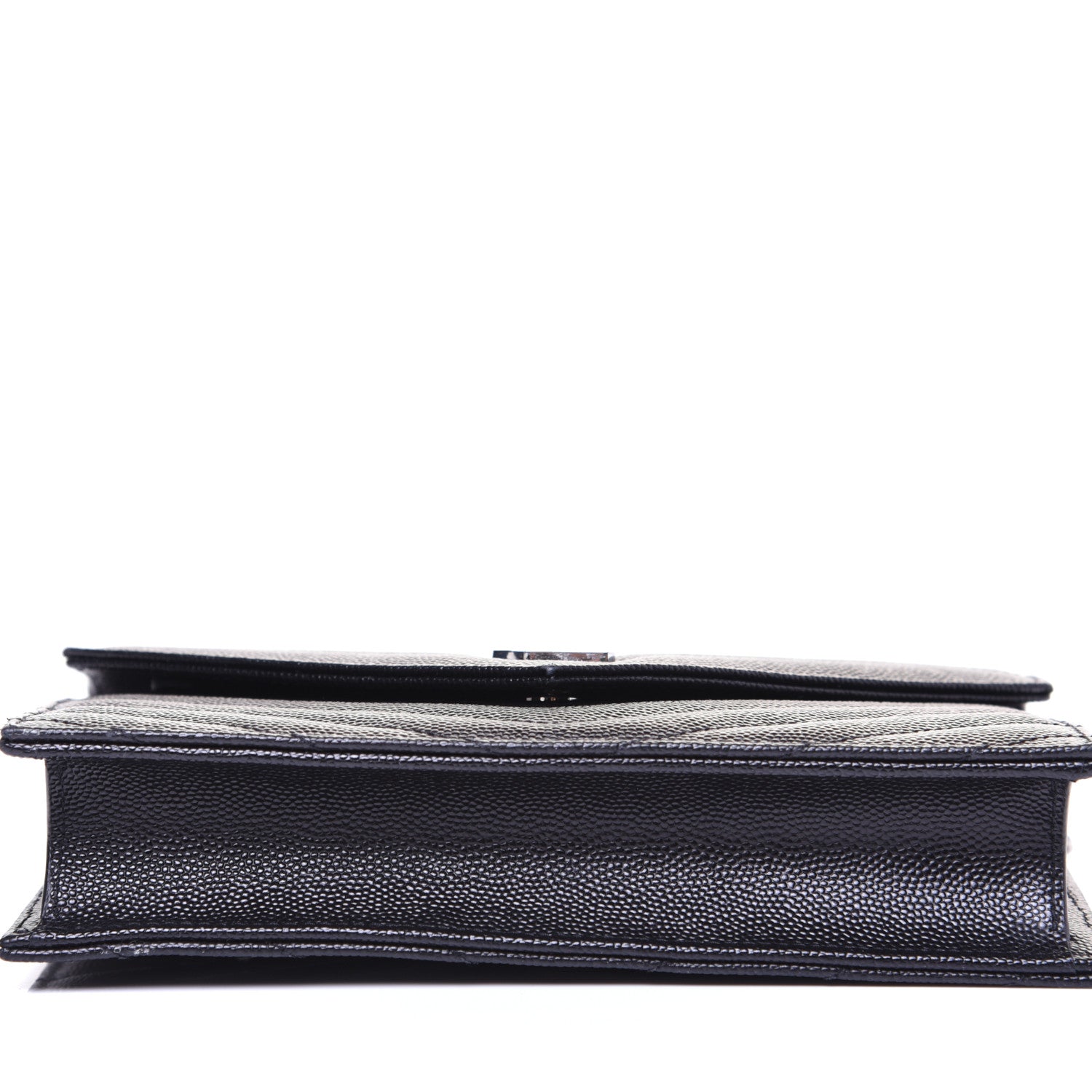 Saint Laurent Grain De Poudre Matelasse Chevron Monogram Envelope Chain Wallet Black 11 of 12