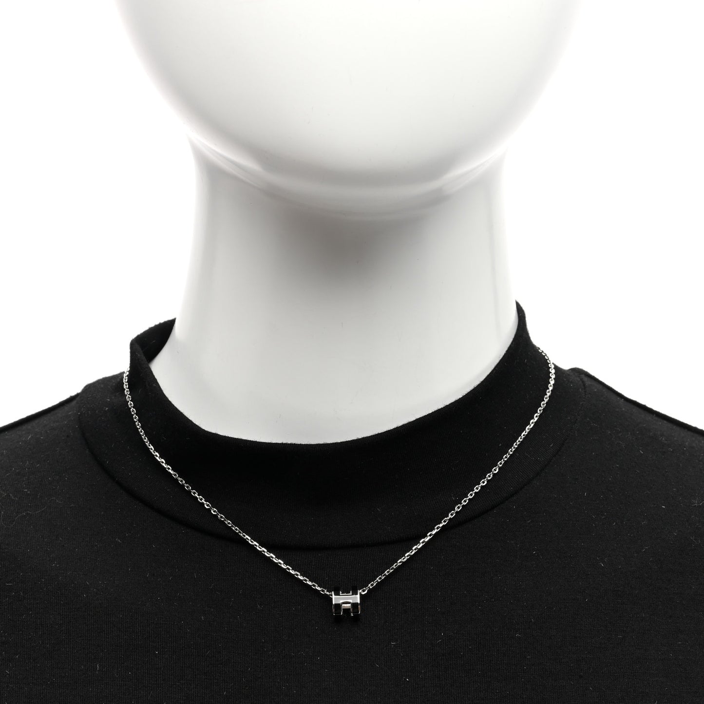 Lacquered Palladium Mini Pop H Pendant Necklace Black