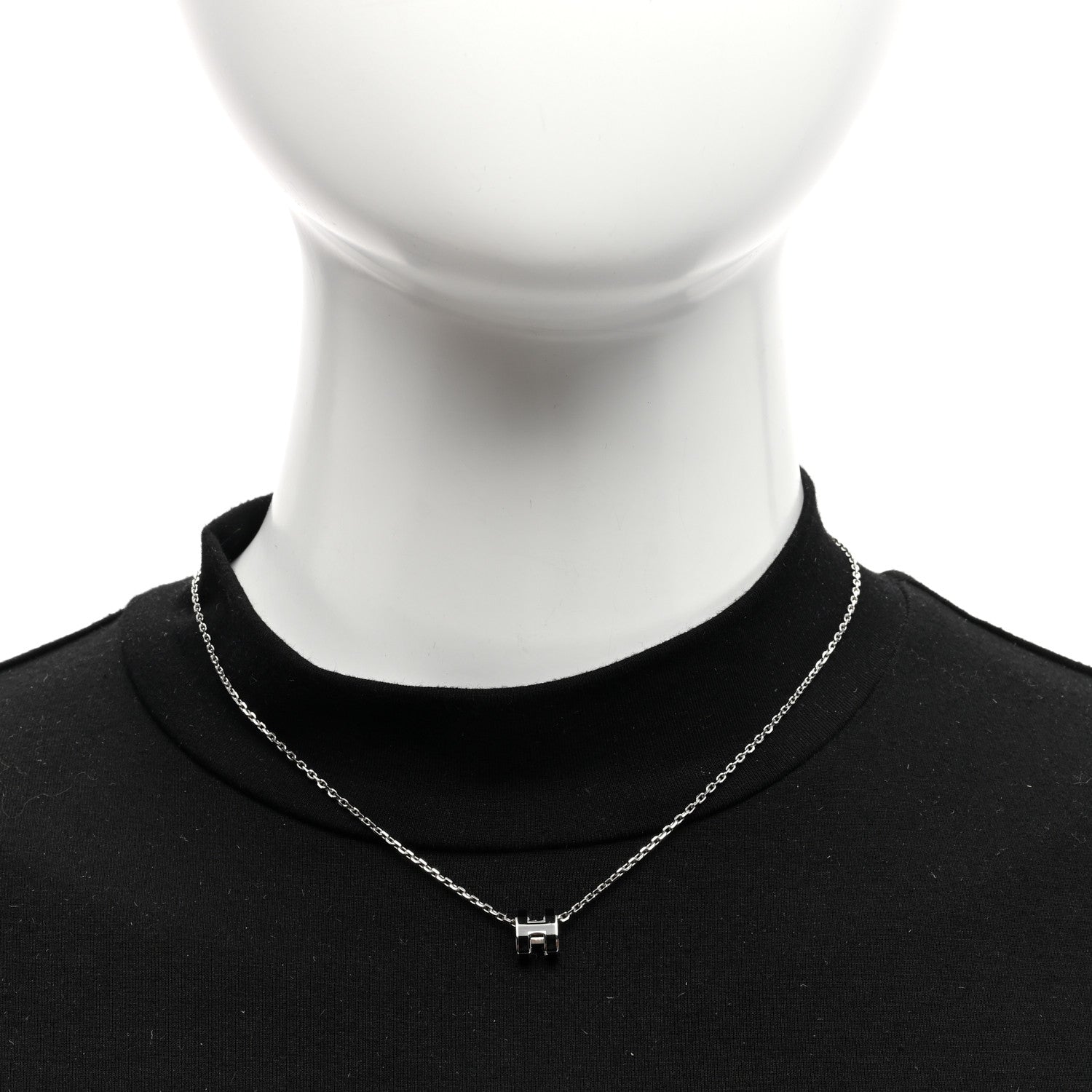 Hermes Lacquered Palladium Mini Pop H Pendant Necklace Black 2 of 6