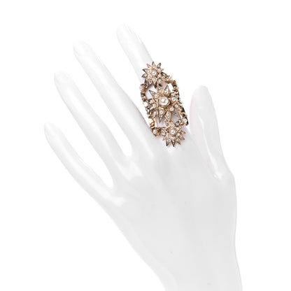 Chanel Crystal Pearl CC Cluster Ring 52 6 Gold 2 of 5