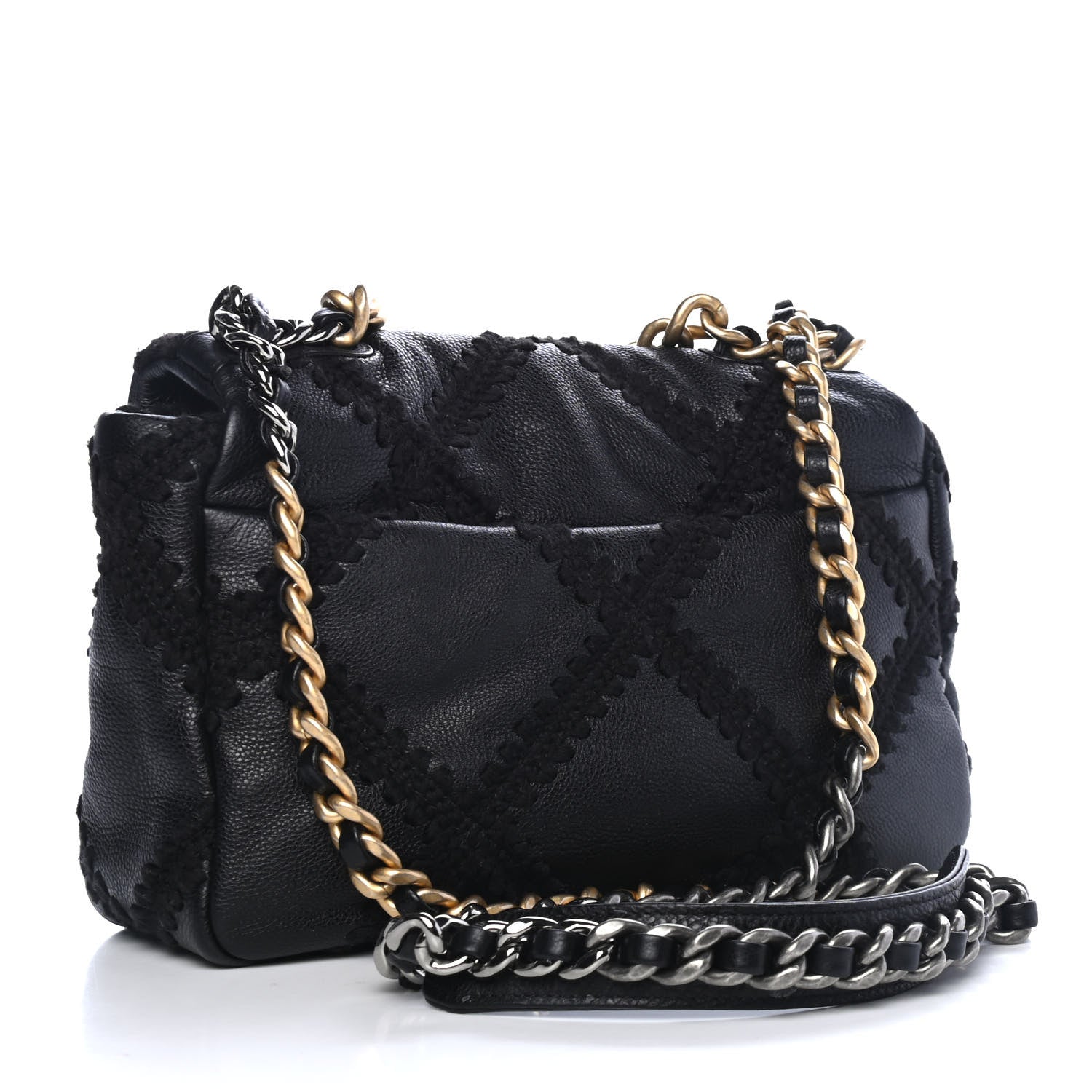 Chanel Calfskin Crochet Medium Chanel 19 Flap Black 2 of 5