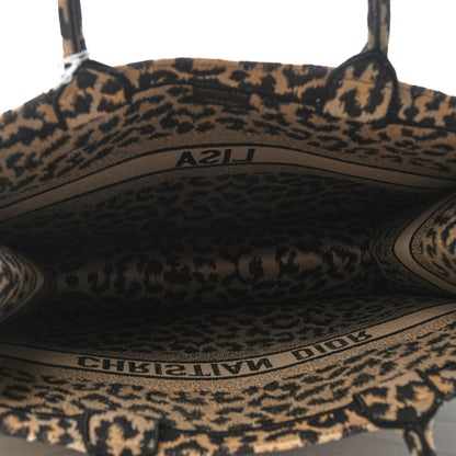 Christian Dior Canvas Mizza Embroidered Large Leopard Book Tote Beige 4 of 4