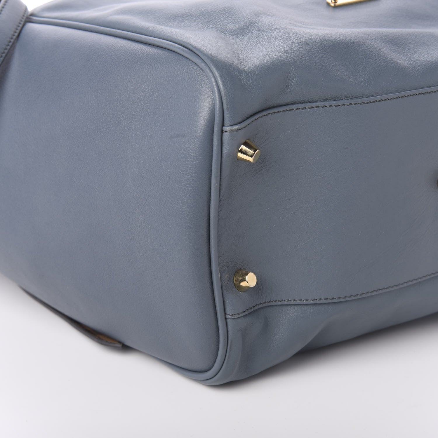 Burberry Calfskin Haymarket Check Small Canterbury Tote Slate Blue 6 of 11
