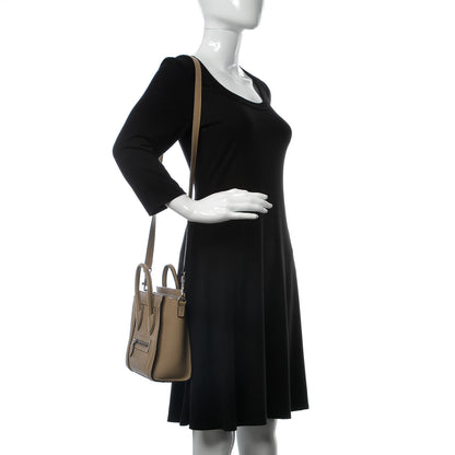 Celine Drummed Calfskin Nano Luggage Dune 2 of 9