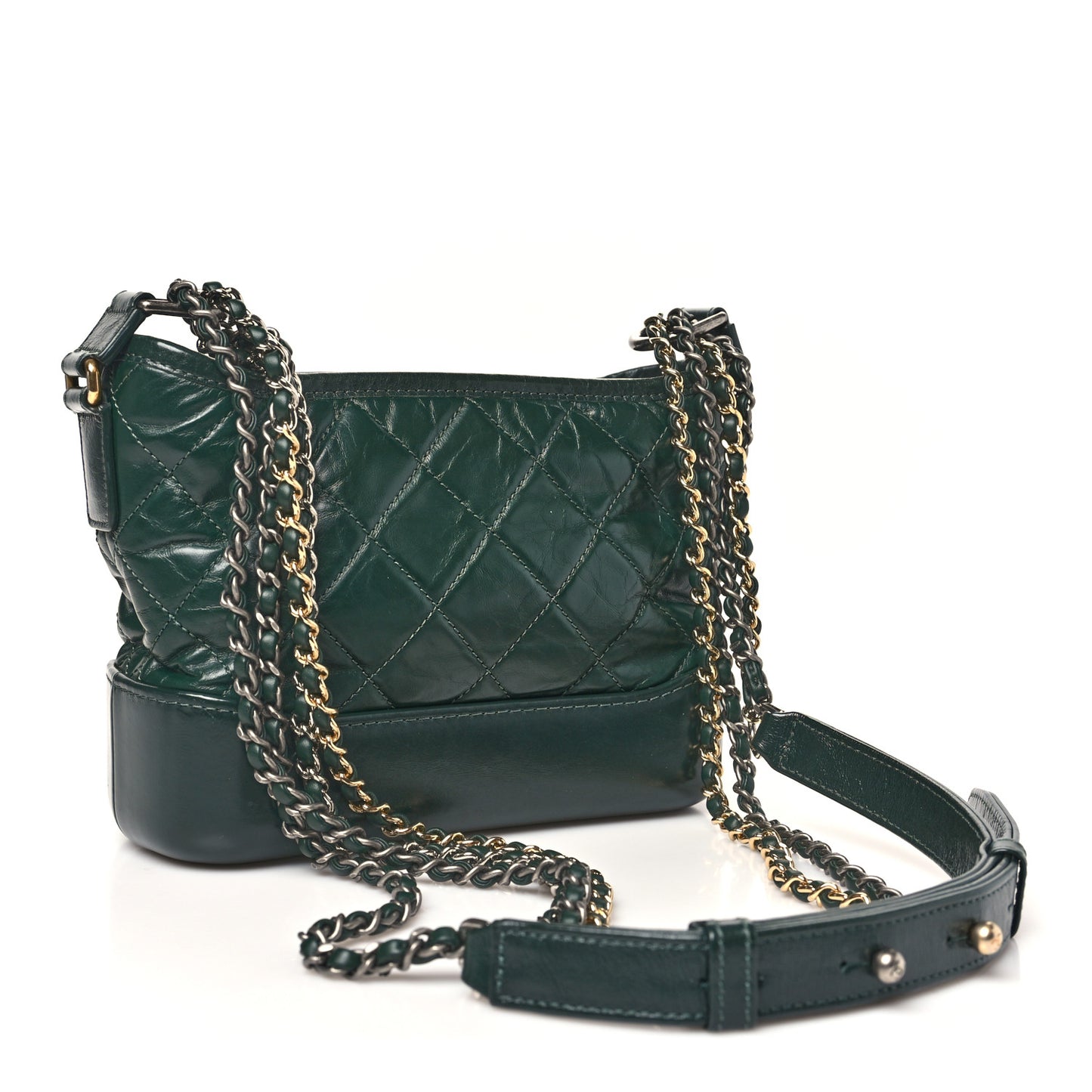 Aged Calfskin Quilted Small Gabrielle Hobo Dark Green