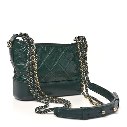 Chanel Aged Calfskin Quilted Small Gabrielle Hobo Dark Green 3 of 10