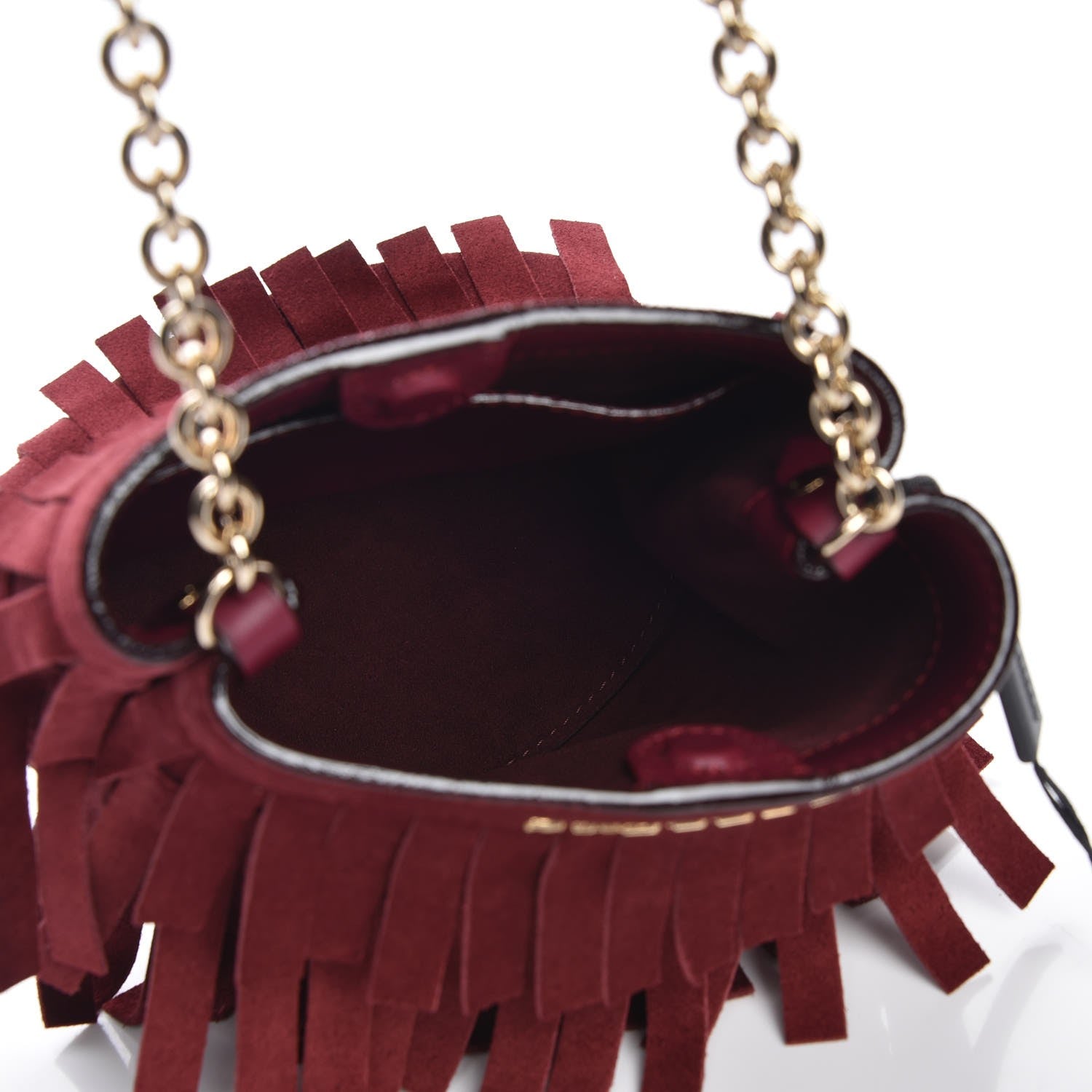 Burberry Suede Fringe Baby Bucket Bag Cherry 5 of 7