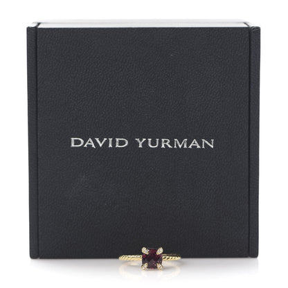David Yurman 18K Yellow Gold Diamond Pink Tourmaline 7mm Chatelaine Ring 56 7.75 5 of 5