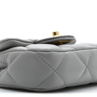Chanel Calfskin Quilted Lady Handle Flap Card Holder With Chain Grey 10 of 13