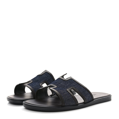 Hermes Denim Calfskin Mens Izmir Sandals 42 Bleu Brut 3 of 7
