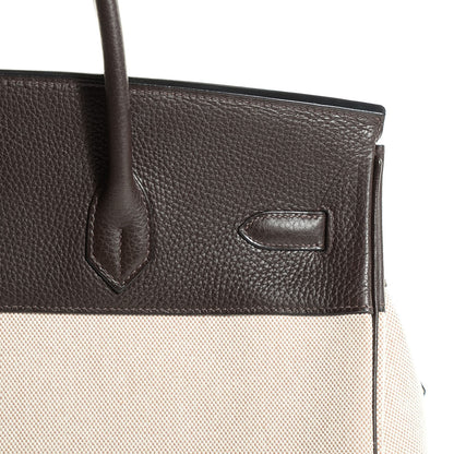 Hermes Toile Togo Birkin 35 Chocolate 2 of 31
