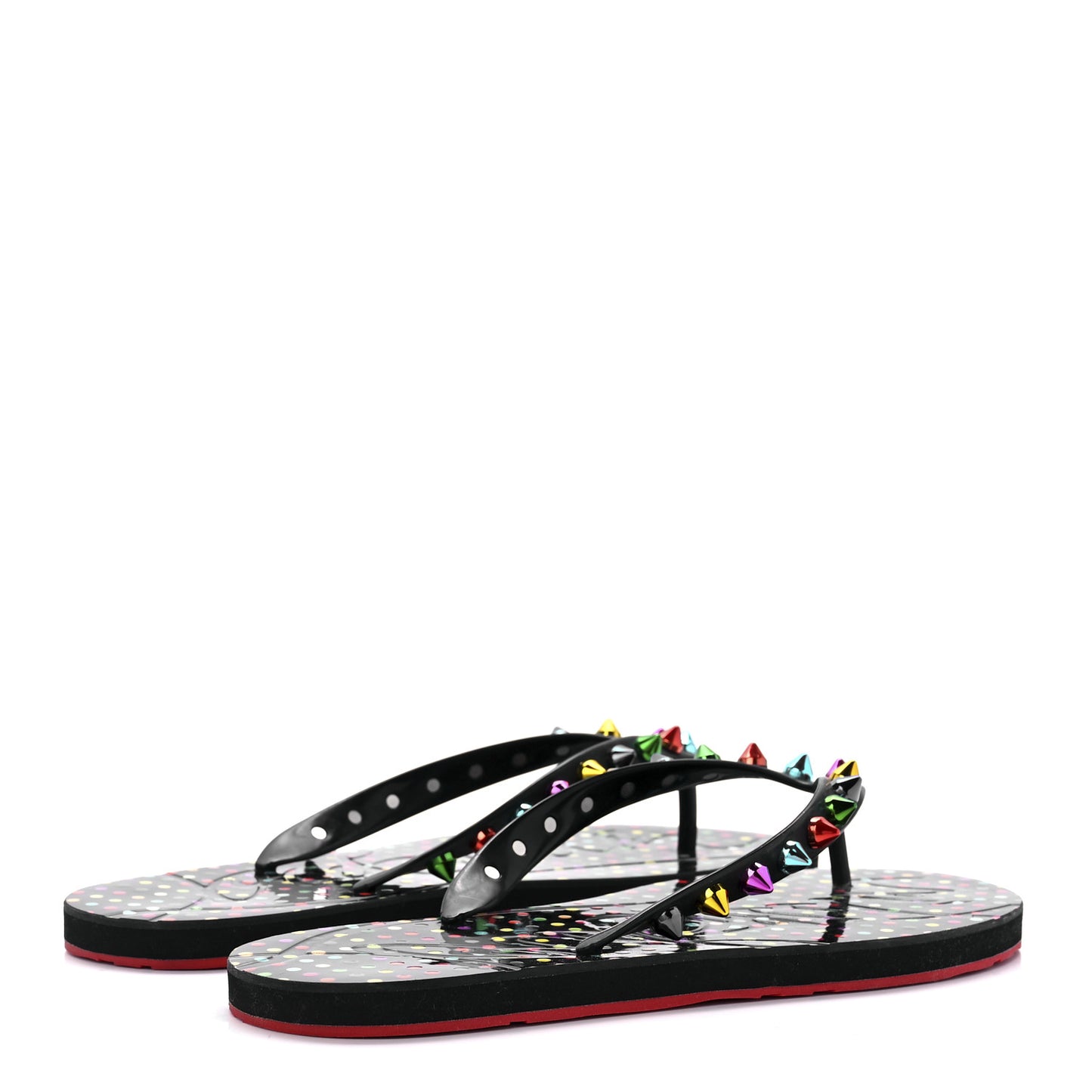 Rubber Spike Loubi Donna Flip Flop 38 Black Multicolor