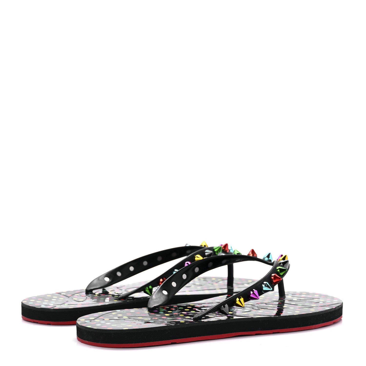Christian Louboutin Rubber Spike Loubi Donna Flip Flop 38 Black Multicolor 4 of 8