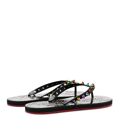 Christian Louboutin Rubber Spike Loubi Donna Flip Flop 38 Black Multicolor 4 of 8