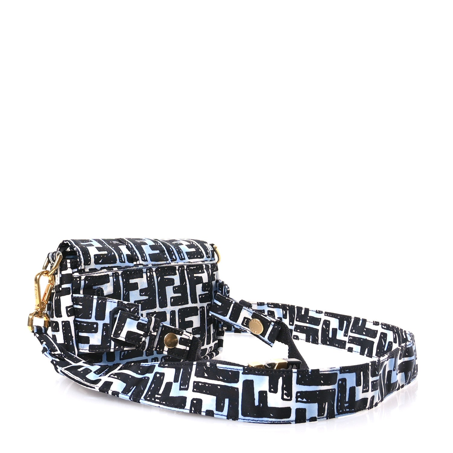 Fendi X JOSHUA VIDES Nylon FF Cloudy Mini Belt Baguette Bag White Celeste Black 3 of 11