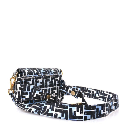 Fendi X JOSHUA VIDES Nylon FF Cloudy Mini Belt Baguette Bag White Celeste Black 3 of 11