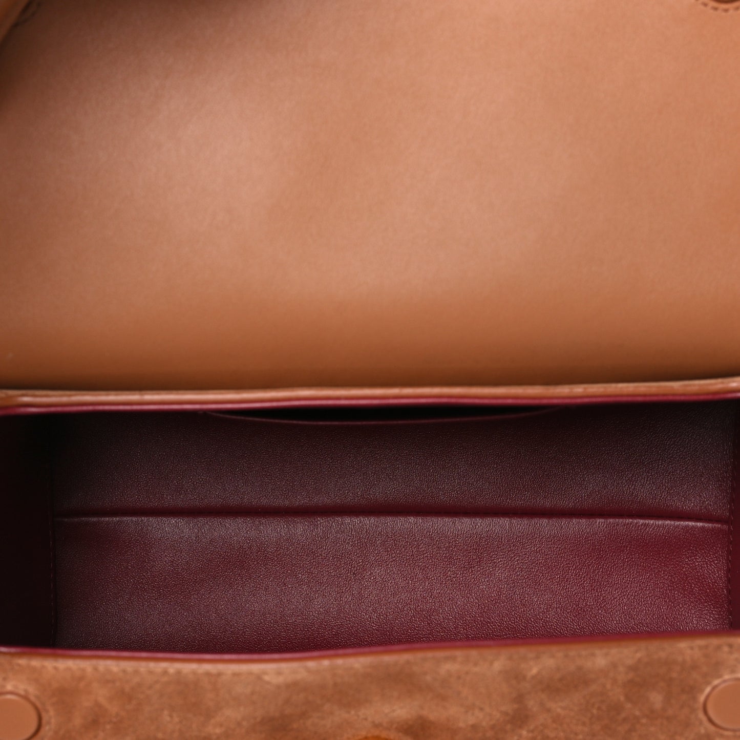 Suede Quilted Turn Around Clutch With Chain Camel