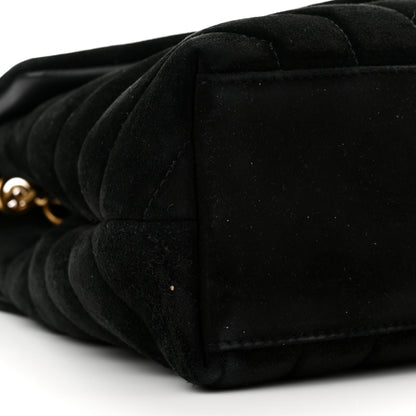 Saint Laurent Suede Calfskin Y Quilted Monogram Small Loulou Chain Satchel Black 9 of 10