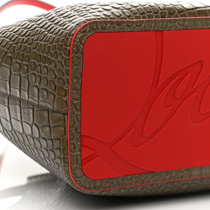 Christian Louboutin Crocodile Embossed Calfskin Spiked Large Cabarock Shopper Tote Silex 8 of 9