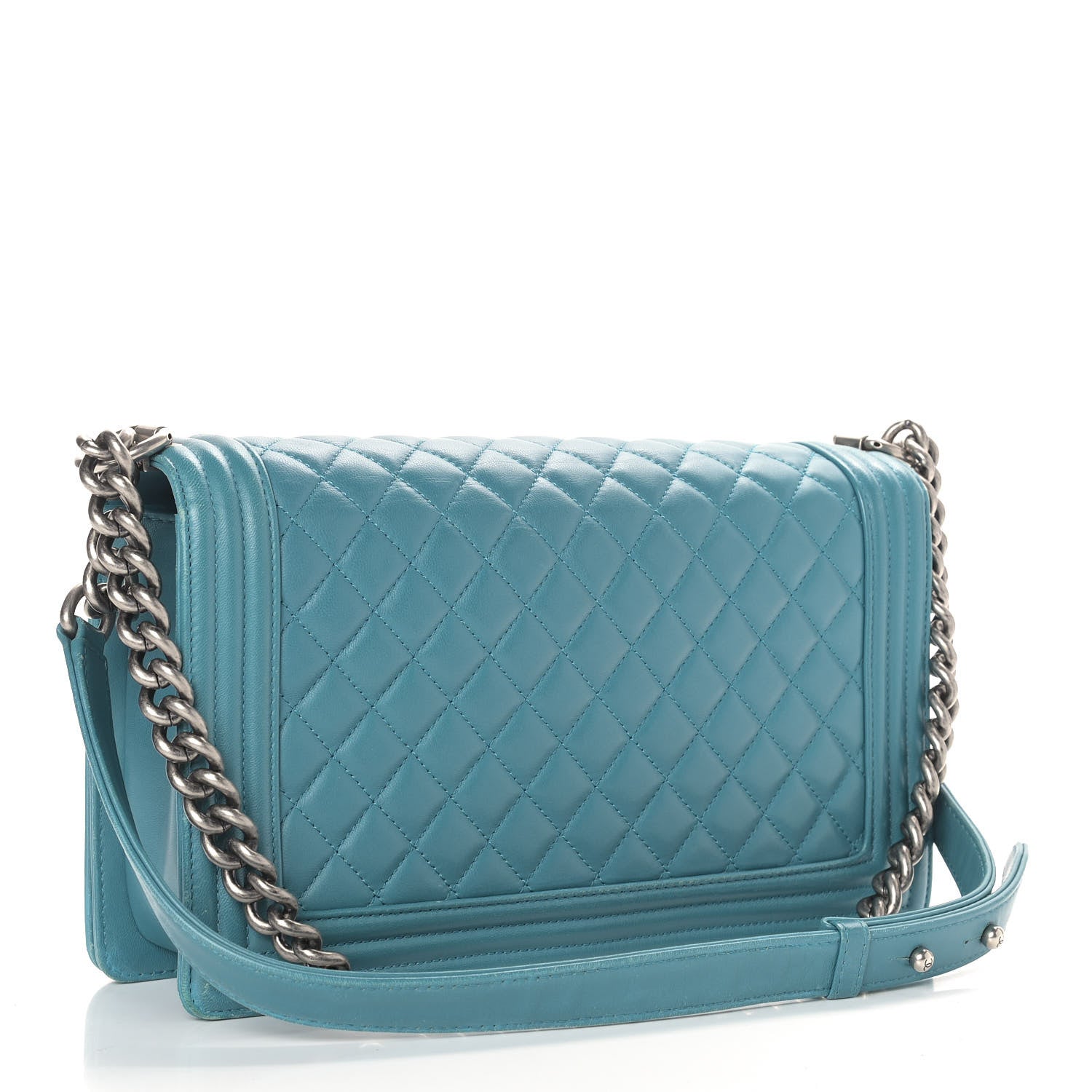 Chanel Lambskin Quilted New Medium Boy Flap Turquoise 3 of 9