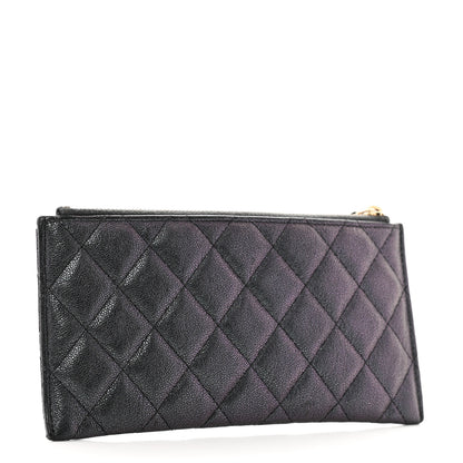 Chanel Iridescent Caviar Quilted Classic Zip Pouch Black 3 of 9