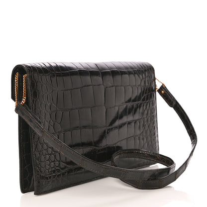 Hermes Shiny Porosus Crocodile Lydie Clutch Chocolate 3 of 18