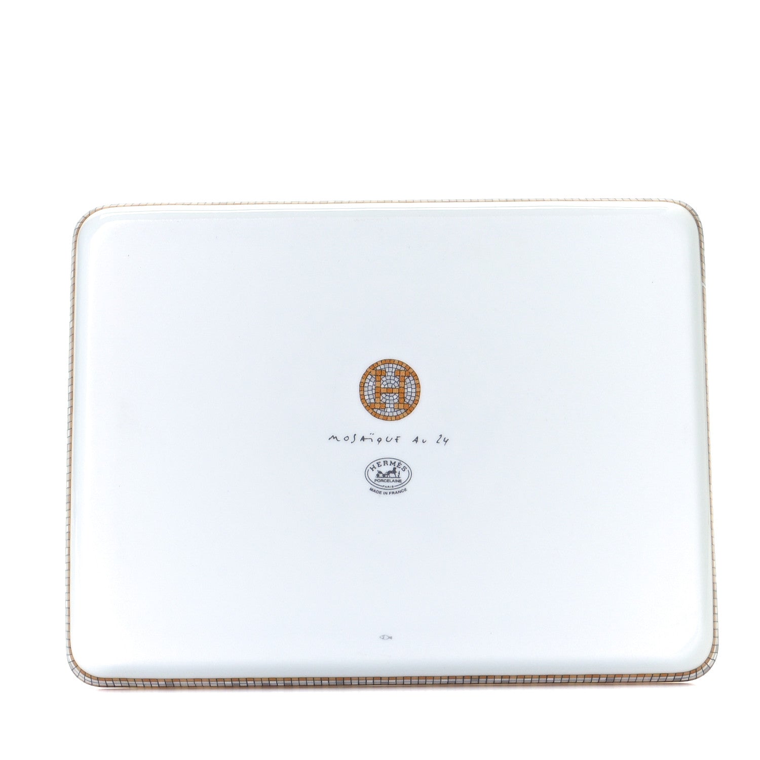 Hermes Porcelain Mosaique au 24 Gold Sushi Plate 2 of 3