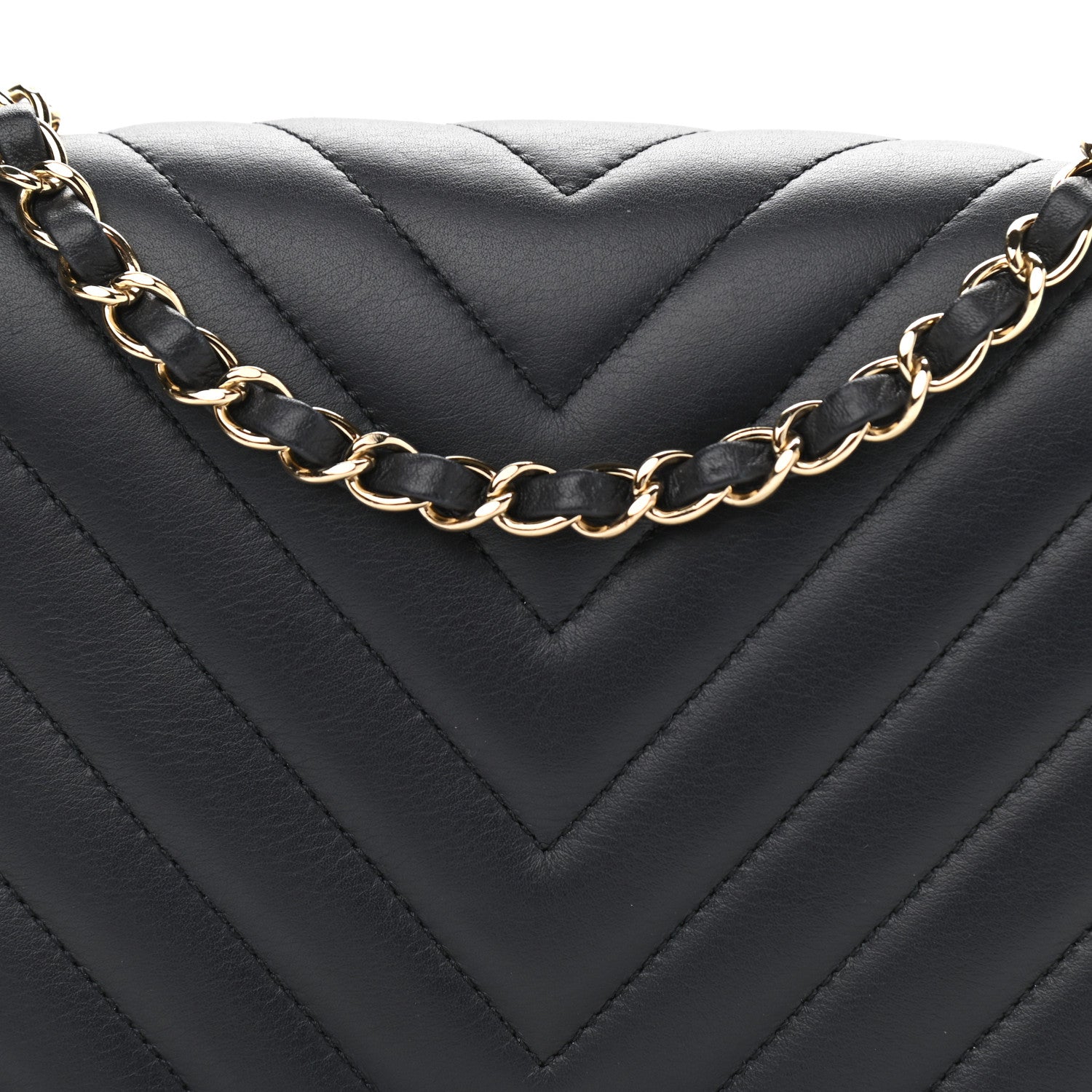 Chanel Calfskin Chevron Quilted Medium Statement Flap Navy Blue 7 of 11