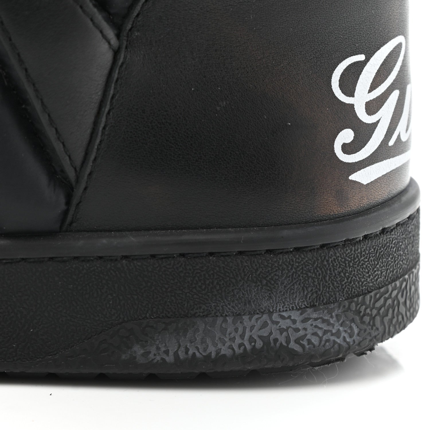 Gucci Nylon Calfskin Mens High Top Sneakers 8.5 Black 9 of 9